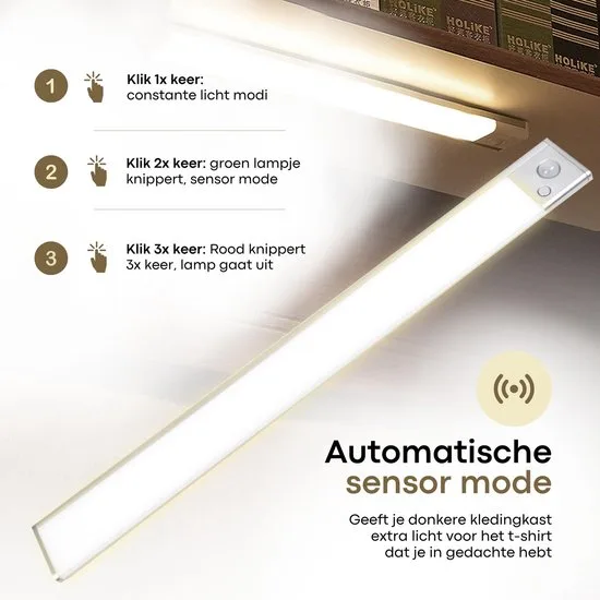 Boscer Led Lamp - 40 CM - 2-Pack - Bewegingssensor - Lichtsensor - Magnetisch - USB-C Oplaadbaar - Trapverlichting - Keukenlamp - Nachtlamp - LED Strip - afbeelding 4