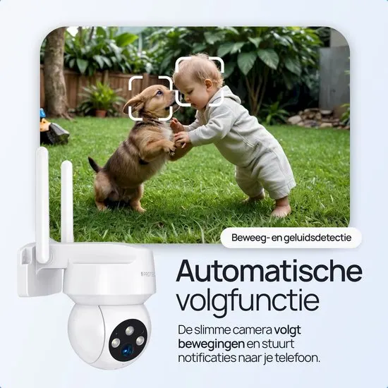 Protectly® Beveiligingscamera Buiten – 3K HD 5MP - Buiten Camera Met Nachtzicht – Buitencamera - Bewakingscamera voor Buiten- Met WiFi en APP - Incl. 64GB SD - Zwart - afbeelding 5