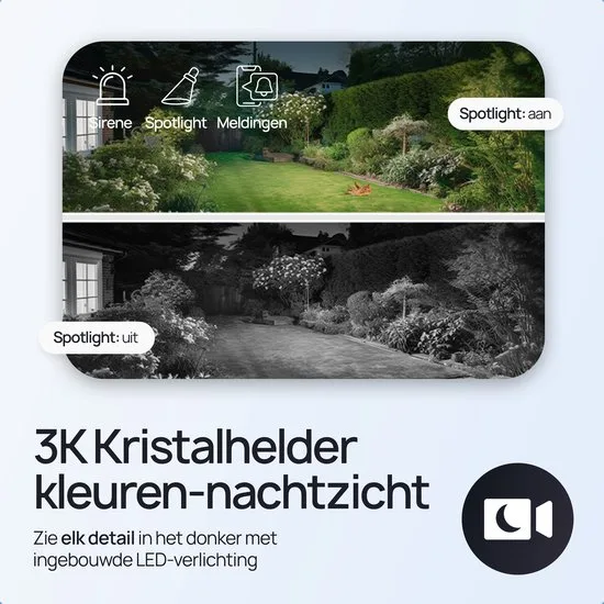 Protectly® Beveiligingscamera Draadloos Buiten – 3K Ultra HD - Camerabewaking - Bewakingscamera Voor Buiten - Buitencamera - Buiten Camera Met Nachtzicht - Oplaadbaar - Met WiFi en APP - Incl. 64GB SD - Incl. Zonnepaneel - Zwart - afbeelding 5