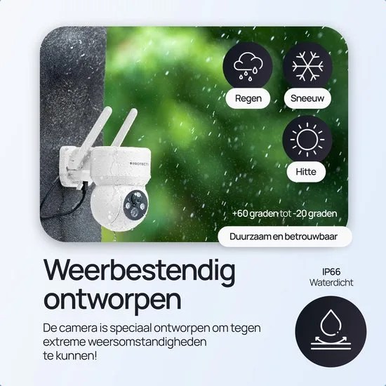 Protectly® Beveiligingscamera Draadloos Buiten – 2K Ultra HD - Camerabewaking - Bewakingscamera Voor Buiten - Buitencamera - Buiten Camera Met Nachtzicht - Oplaadbaar - Met WiFi en APP - Incl. 64GB SD - afbeelding 5