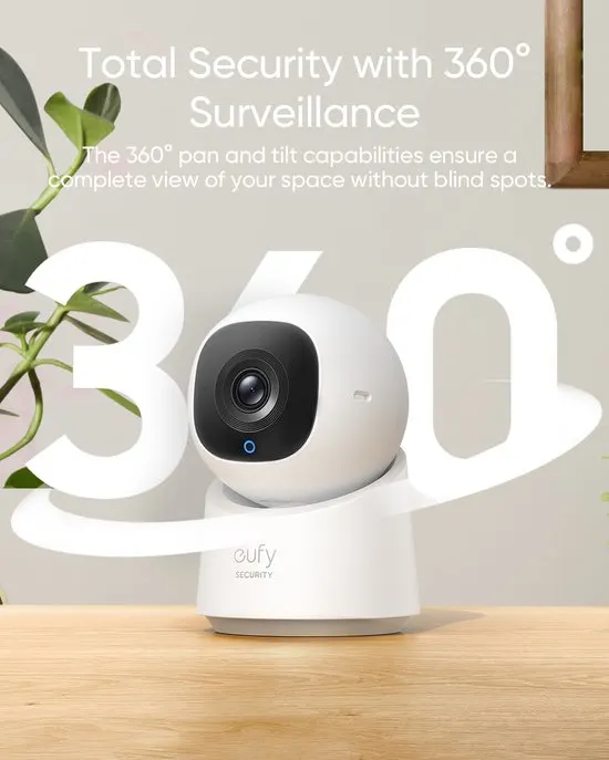eufy Security - Indoor Cam C220 - beveiligingscamera met 2K resolutie en 360° PTZ - afbeelding 4