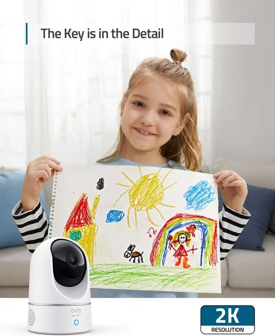 eufy Security E220 Binnencamera - 2K Pan & Tilt - Indoor Cam - Huisdiercamera - Petcam ; 2K-resolutie - Panoramische en kantelfunctie - Nachtzicht - Bewegings- en geluidsdetectie - Tweerichtingsaudio - Compatibel met Amazon Alexa en Google Assistant - afbeelding 3