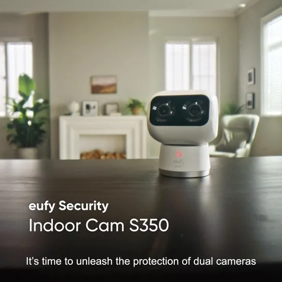 eufy Security S350 Binnencamera – Indoorcam - Huisdiercamera met app - Petcam, 4K UHD-resolutie, Dual-Cam met 8× hybride zoom, 360° pan en tilt, AI-tracking, compatibel met Alexa en Google Assistant - afbeelding 2