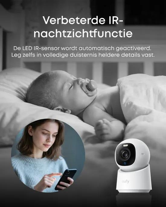 eufy Security Indoor camera E30 – Indoor Cam - Huisdiercamera met app - Petcam; 4K UHD – Pan & Tilt – AI Mens- en Huisdierdetectie – Kleurennachtzicht – Compatibel met Apple HomeKit – Tweewegcommunicatie – Lokale Opslag – Geen Abonnementskosten - afbeelding 4