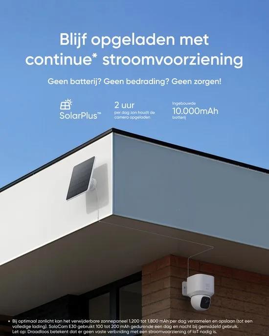 eufy Security Solo Camera E30 – SoloCam - 2K HD-resolutie – 360° Pan & 70° Tilt – AI Auto Lock en Tracking – Zonne-energie met SolarPlus™ Technologie – Geen Abonnementskosten – Draadloze Beveiligingscamera - afbeelding 3
