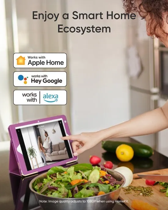 eufy Security Indoor camera E30 – Indoor Cam - 4K UHD – Pan & Tilt – AI Mens- en Huisdierdetectie – Kleurennachtzicht – Tweewegcommunicatie – Lokale Opslag + SanDisk High Endurance MicroSD Card 64GB, Tot 5.000 Uur Opnemen, Full HD En 4K - afbeelding 2