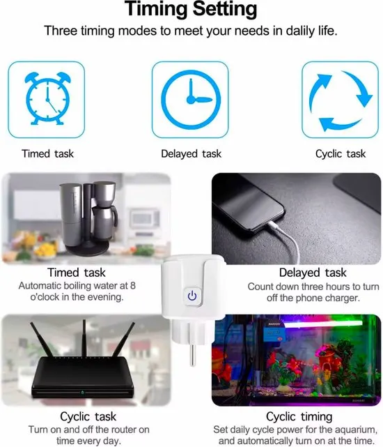 3-Pack Navid Slimme Stekker 16A – WiFi Smart Plugs met Energiemeter – Compatibel met Google Home & Alexa – iOS & Android - afbeelding 3