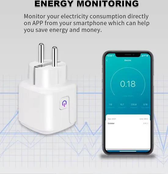 3-Pack Navid Slimme Stekker 16A – WiFi Smart Plugs met Energiemeter – Compatibel met Google Home & Alexa – iOS & Android - afbeelding 5