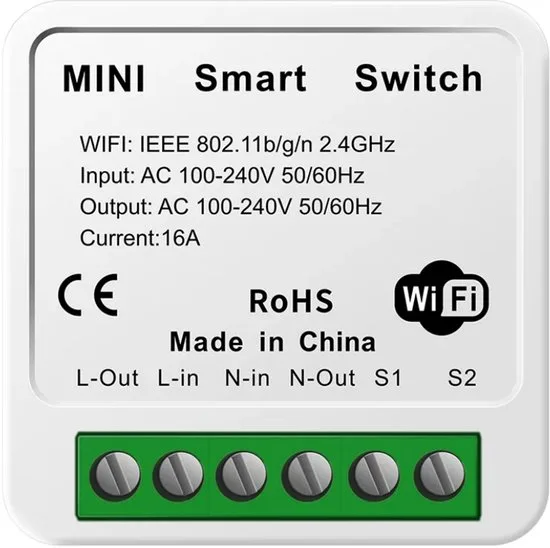 5 stuks | Navid | Mini Smart Switch | Slimme WiFi / RF inbouwschakelaar | 16A | tuya & smart life | smart home | Geschikt voor iOS & Android - afbeelding 4