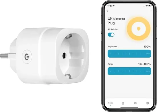 Moes Smartplug met dimmer | <200W | Wifi | Tuya Smart en SmartLife | Schuko | dimmer stopcontact | Dimbaar tot 1% | tijdsschema | slimme stekker dimbaar