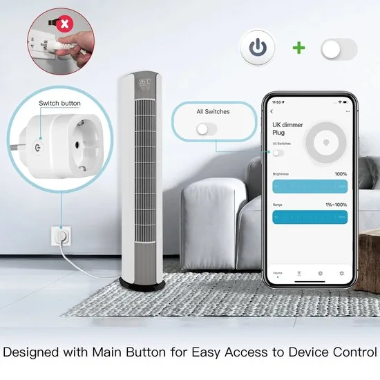 Moes Smartplug met dimmer | <200W | Wifi | Tuya Smart en SmartLife | Schuko | dimmer stopcontact | Dimbaar tot 1% | tijdsschema | slimme stekker dimbaar - afbeelding 4