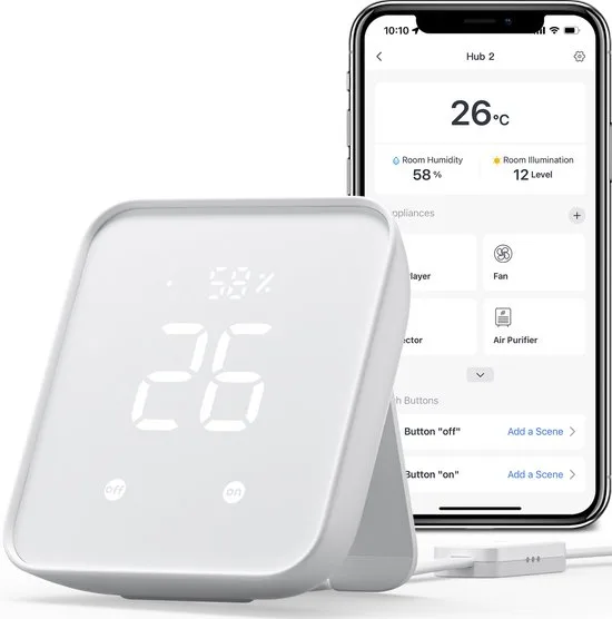 SwitchBot Hub 2 - Maak van je mobiel een afstandsbediening - Slimme WiFi-hygrometer - Supports Matter