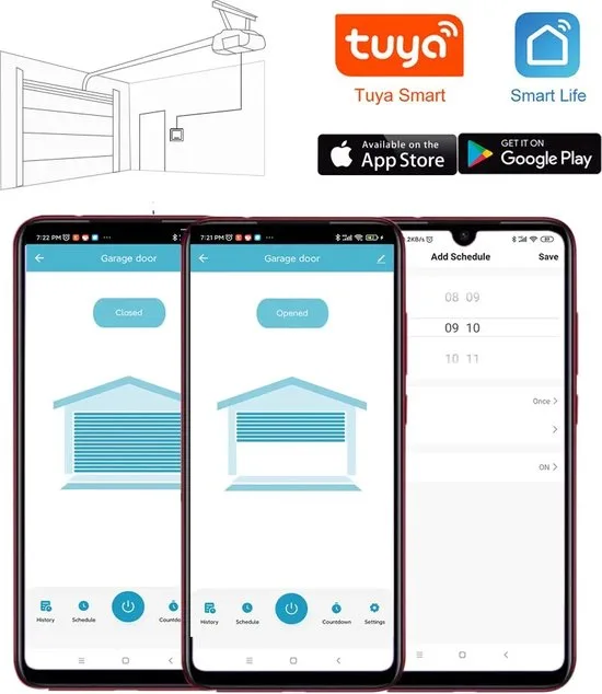 Slimme Garagedeuropener Wifi – Bediening via Smartphone & Spraak | Werkt met Tuya, Alexa & Google Assistant - afbeelding 2
