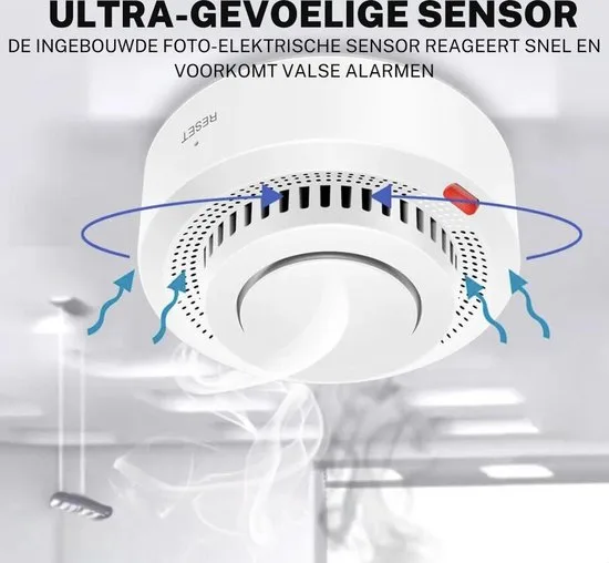 Slimme Rookmelder WiFi - Smart rookmelder koppelbaar met app Tuya, Smartlife & Google Home - Brandmelder smart Tuya - afbeelding 2