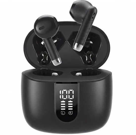 Golden Sound Oortjes draadloos - Draadloze oordopjes - Oortjes - Bluetooth oordopjes - 30 uur batterijduur - Earpods - Led Display - Noise Cancelling - Zwart