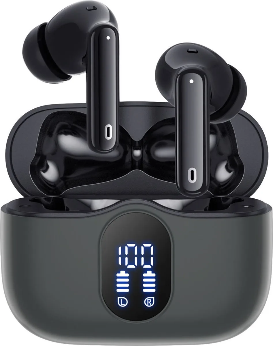 Siltcon® SoundWave Pro Sport - Volledig Draadloze Oordopjes – Oortjes Draadloos – Oordopjes – Oortjes - Bluetooth Oordopjes - Noise cancelling - Universeel - BT 5.3 - 48u op 1 lading - Blijven altijd zitten - Zwart - afbeelding 2