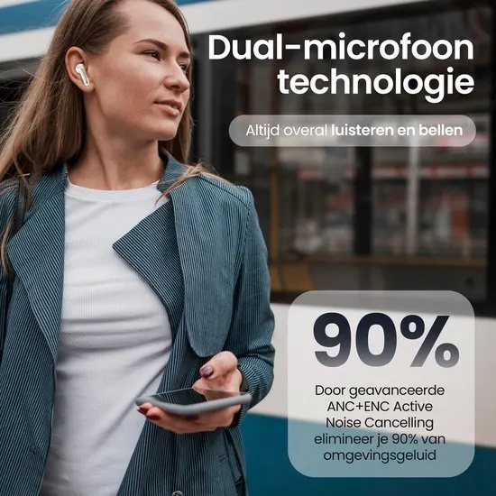 Siltcon® SoundWave Pro 1 - Draadloze Oordopjes – Oortjes Draadloos – Oordopjes – Oortjes - Bluetooth Oordopjes - Noise cancelling ANC+ENC - Universeel - BT 5.3 - Zwart - afbeelding 5