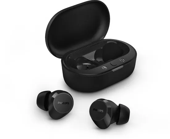 PHILIPS TAT1209BK True Wireless In Ear Bluetooth Headphones - Kleine oordopjes, Geweldige kwaliteit, Natuurlijk geluid met dynamische bass, Duidelijke gesprekken en Kleine oplaadhoes - Zwart