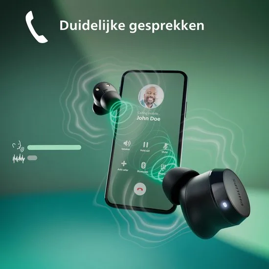 PHILIPS TAT1209BK True Wireless In Ear Bluetooth Headphones - Kleine oordopjes, Geweldige kwaliteit, Natuurlijk geluid met dynamische bass, Duidelijke gesprekken en Kleine oplaadhoes - Zwart - afbeelding 3