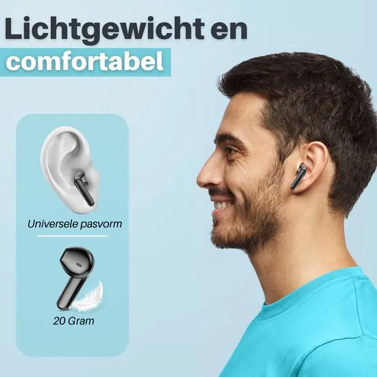 Soundtrex X-Pro Draadloze oordopjes - Bluetooth Oordopjes - Oortjes draadloos - Earpods - LED Display - Bluetooth 5.3 - Zwart - afbeelding 5