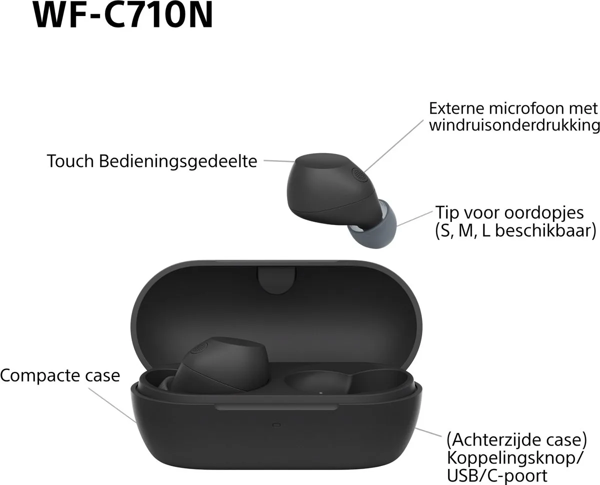 Sony WF-C710N - Draadloze oordopjes met Noise Cancelling - Zwart - afbeelding 4