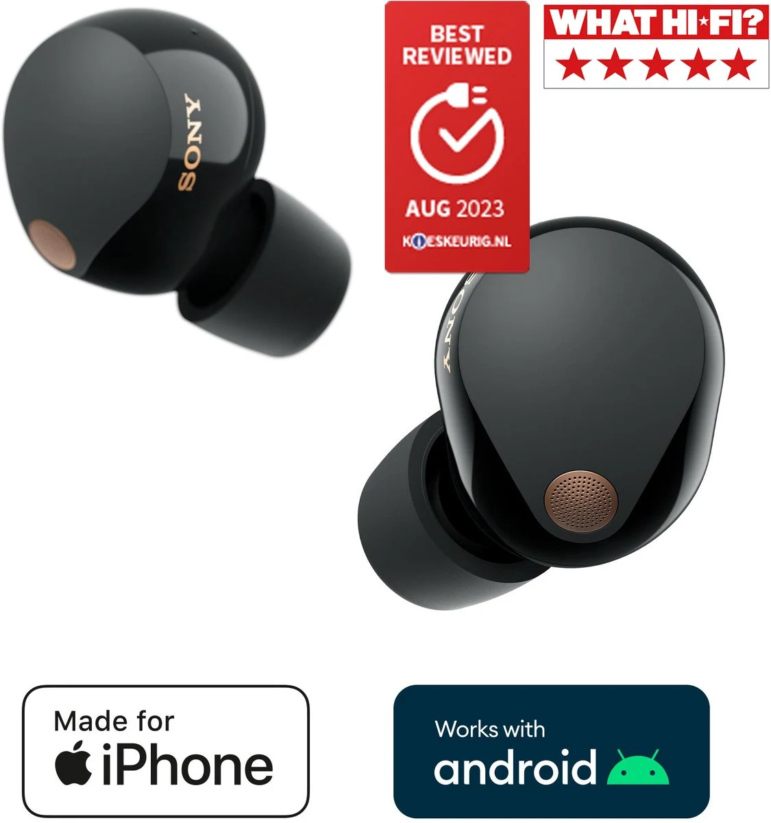 Sony WF-1000XM5 - Volledig draadloze oordopjes met Noise Cancelling - Zwart - afbeelding 2