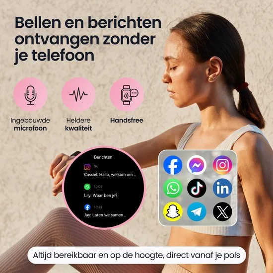 Siltcon® Auréa Smartwatch Dames - Horloge Dames - Stappenteller Horloge Dames - Hartslagmeter - Slaapmonitor - Saturatiemeter - Geschikt voor iOS/Android - AMOLED - RVS - Elke pols - Incl. 5 Bandjes - afbeelding 4