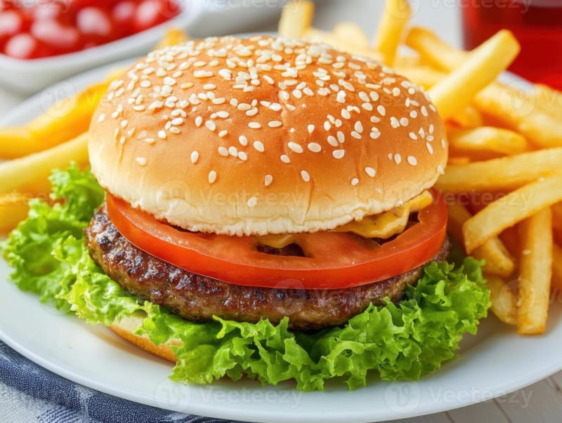 Papas Fritas con Hamburguesa - Foto 1
