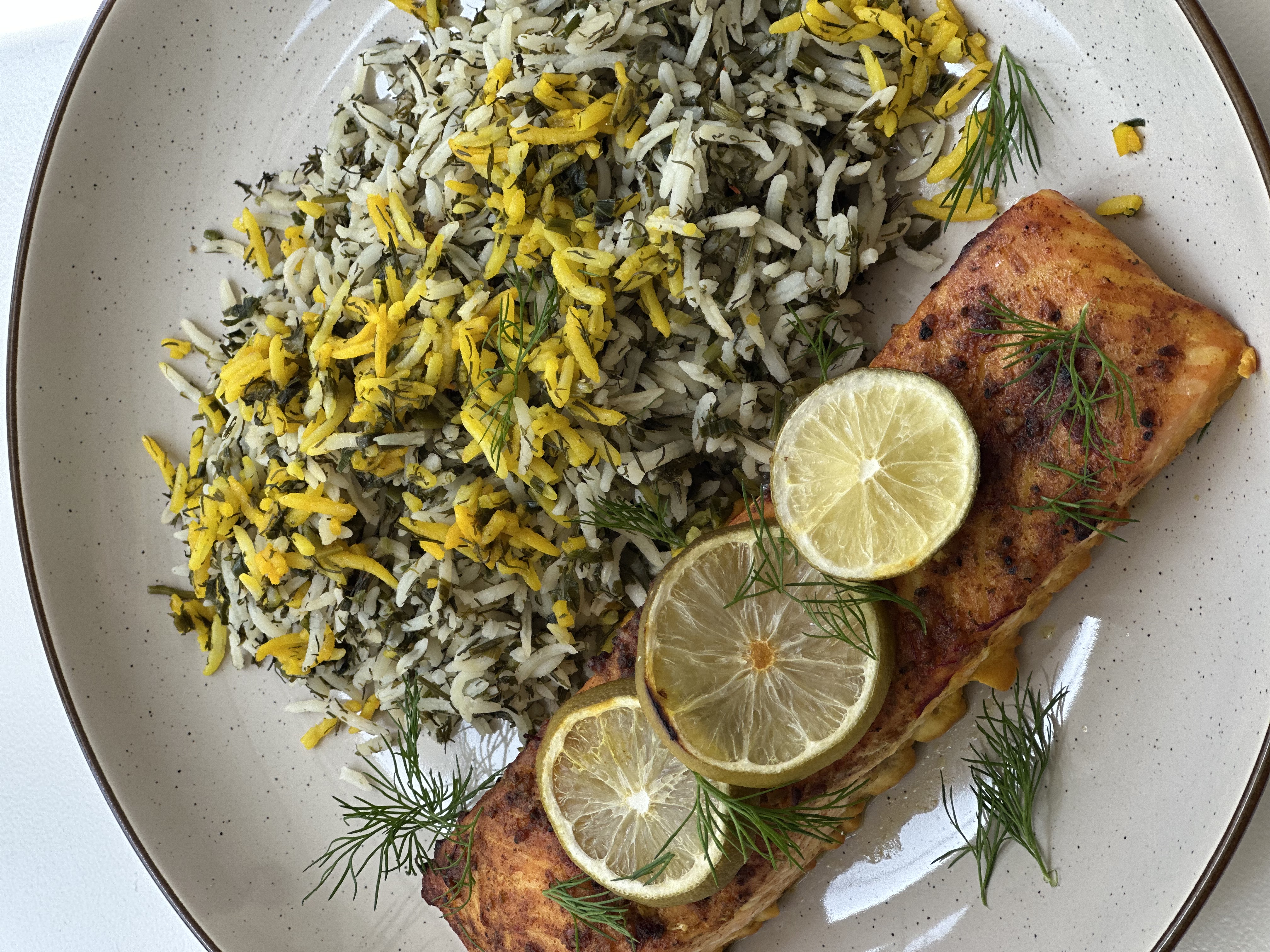 Sabzi Polo w/ Salmon — Persian rice dish