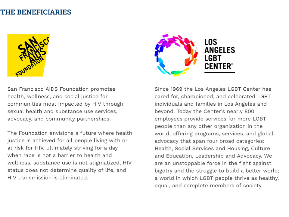 The Beneficiaries: SFAF and LA LGBT Center