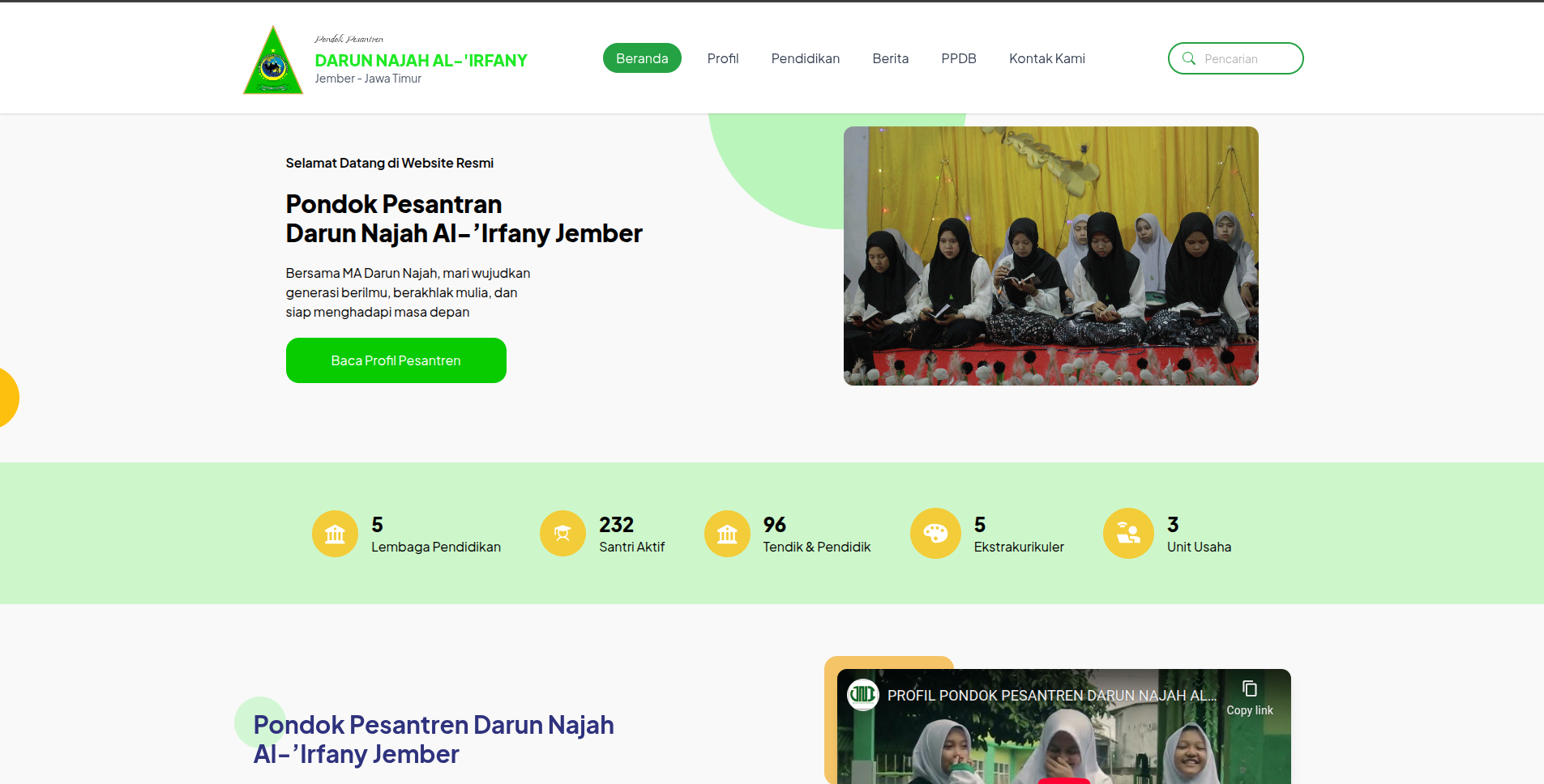 Preview Web Ponpes Darun Najah