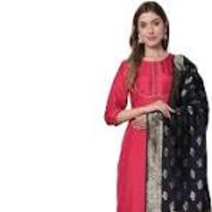 VredeVogel Women's Cotton Silk Blend Straight Kurta with Trouser Pant & Banarasi Silk Dupatta