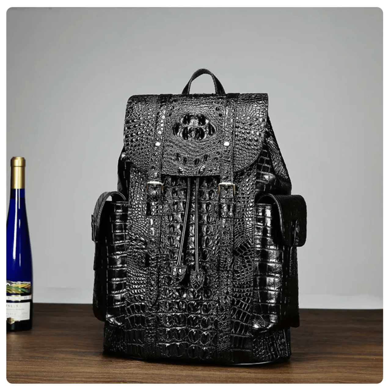 2023 New Brand Natural Crocodile Genuine Leather Men's Backpack Fashion Large Capacity Shoolbag Boy Laptop Backpack Computer Bag