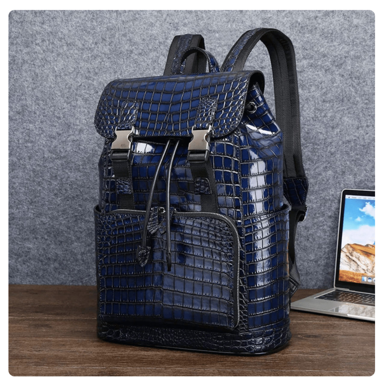 Genuine leather bag New Real Cowhide leather Crocodile Pattern Men's Backpack Business Casual Backpack Large Capacity Travel Bag