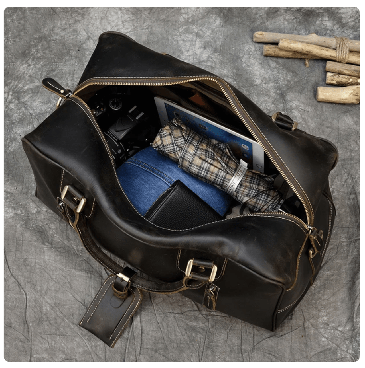 Luufan Large Travel Bag Genuine Leather Vintage Style Luggage Bags Men Male Duffle Bags Travelling Bag Weekender Bags for man