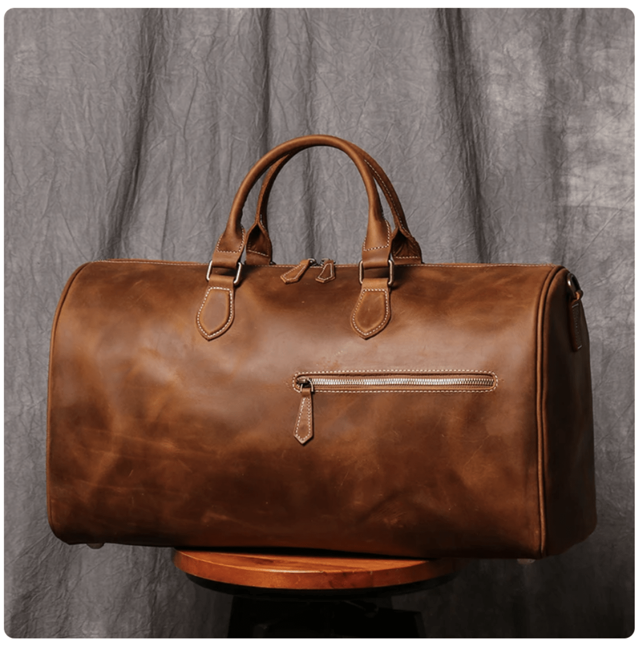 Leathfocus Men's Cowhide Travel Bag Women's Weekend Handbag Large Capacity Vintage Duffle Bag Crazy Horse Leather Laptop Bag