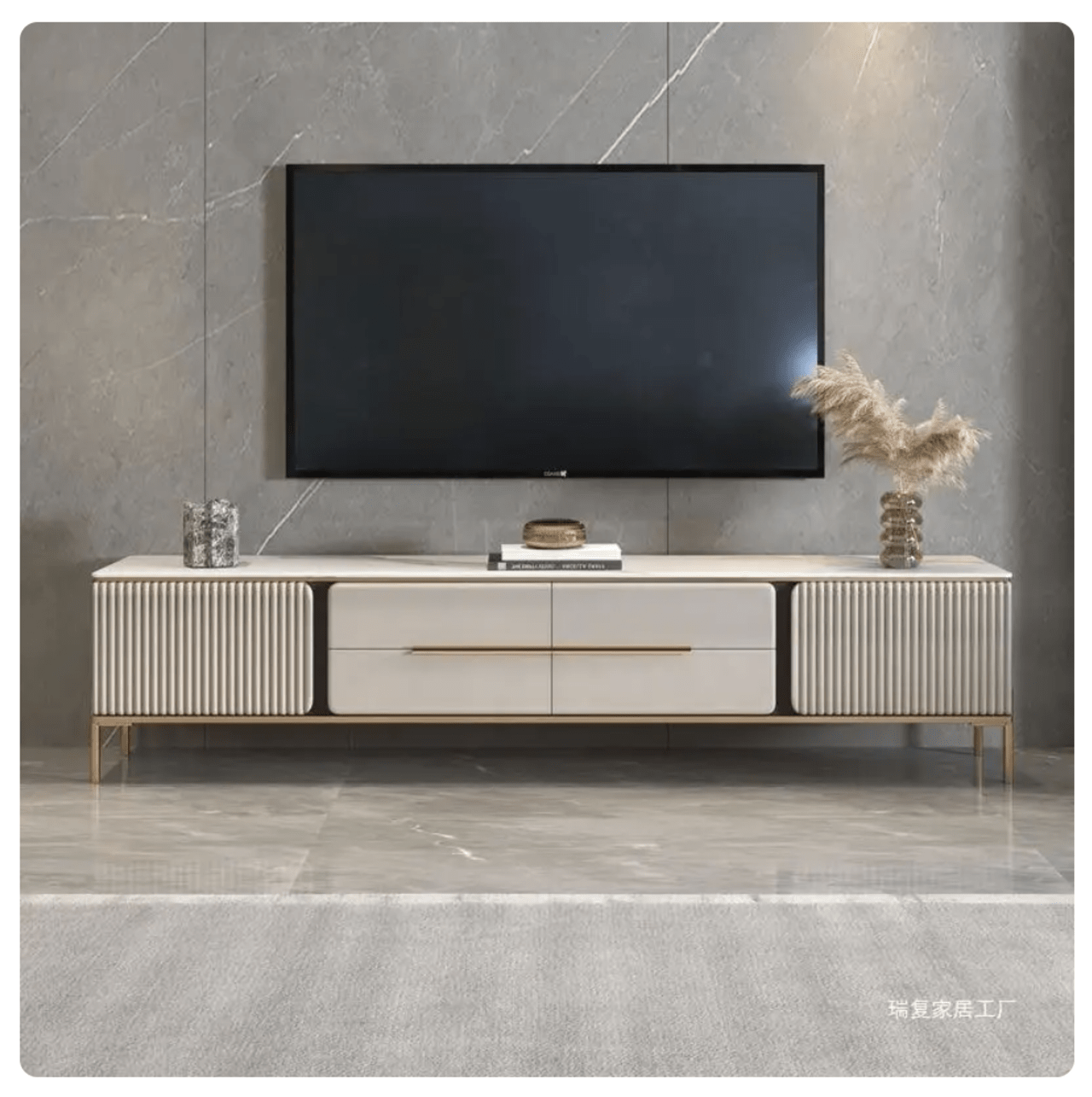 Vintage Design Minimalistic Tv Stand Standing Luxury Drawer Universal Tv Table Granite Mobile Tv Soggiorno Furniture Living Room