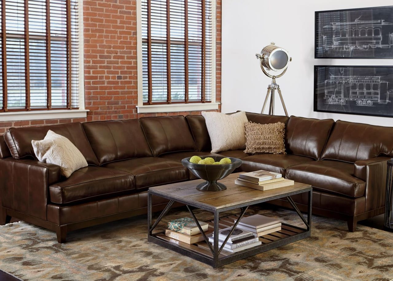 Arcata Four Piece Leather Sectional, Quick Ship  Sectionals  Ethan Allen