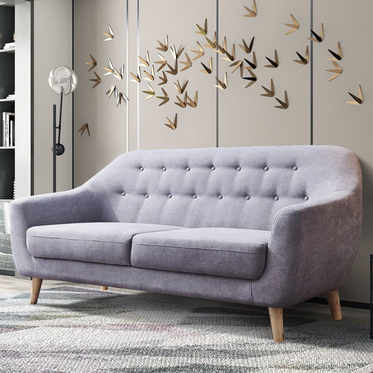 Clearance! Mid Century Modern Couch, Gray Loveseat Fabric Sofa for ...