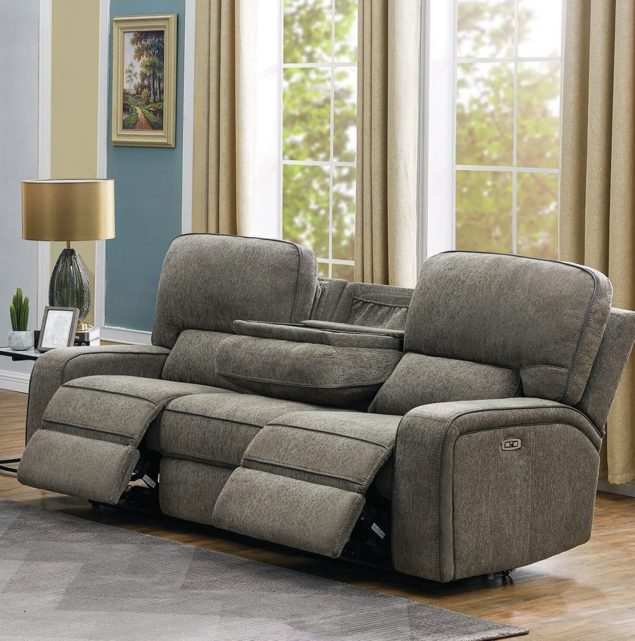 light-grey-traditional-reclining-sofa
