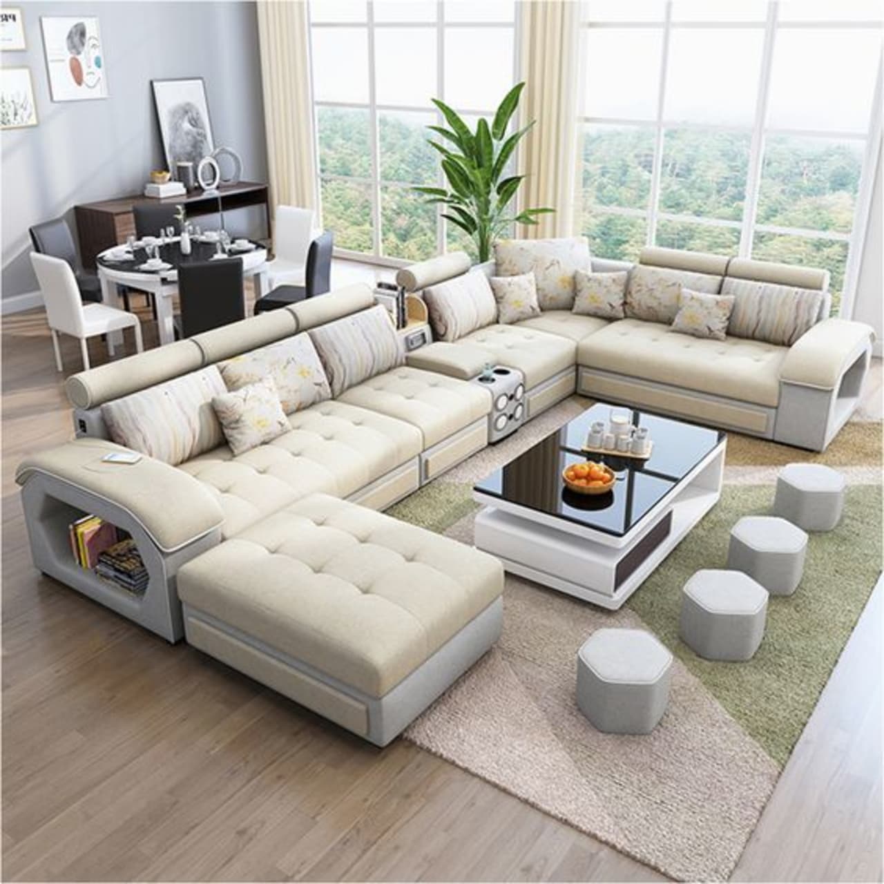 U Shaped sofa Living Room. U Shaped sofa Living Room. Guandong Factory Sales wholesale U Shaped Leather Fabric