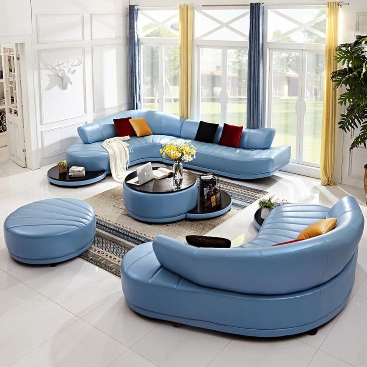 Unique And Luxury Shaped Sofa Set Furniture  Couch design, Leather
