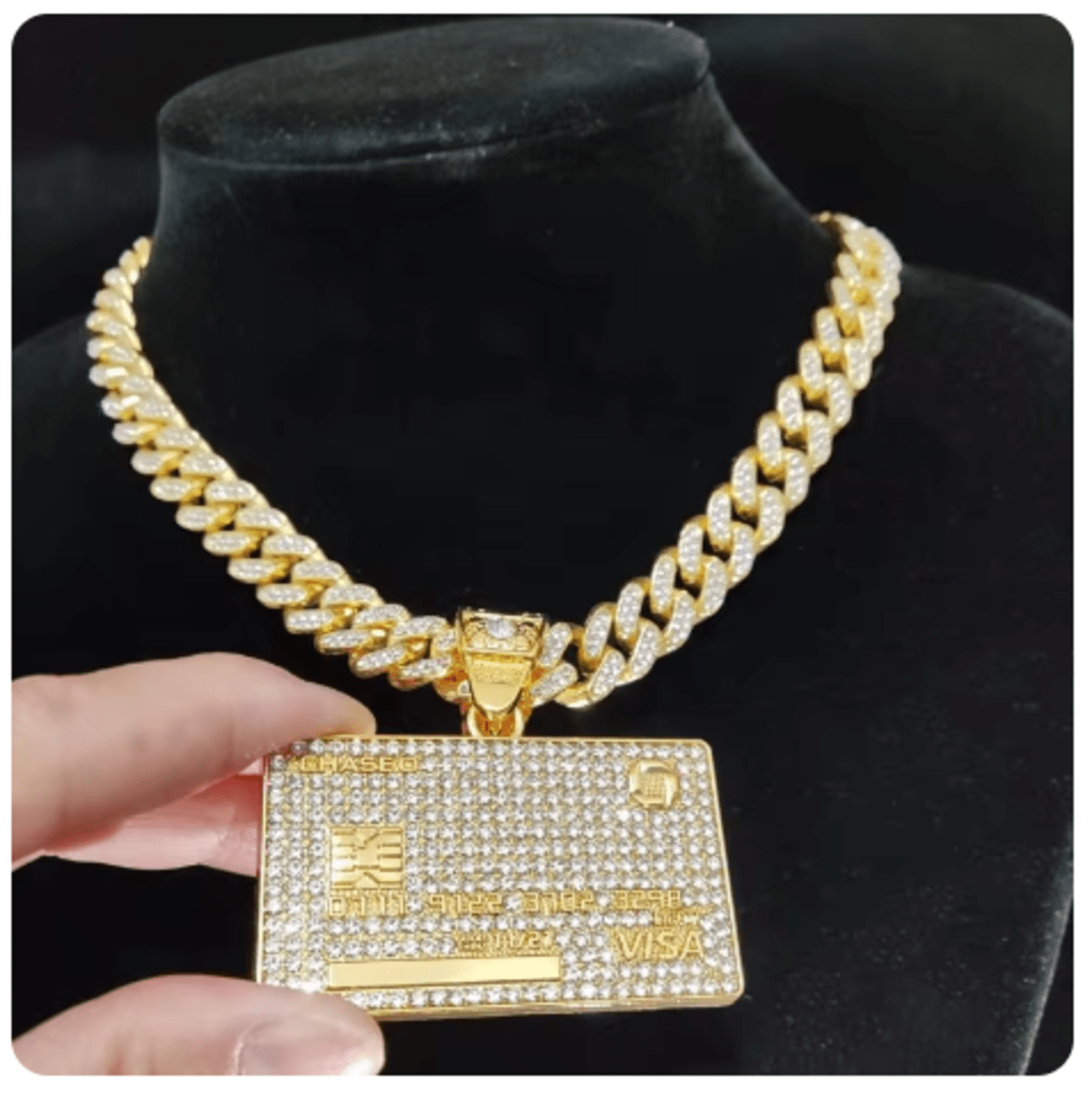 2023 New Men Hip Hop Bank Card Shape Pendant Necklace Cuban Chain Iced Out Bling HipHop Necklaces Fashion Jewelry Gifts