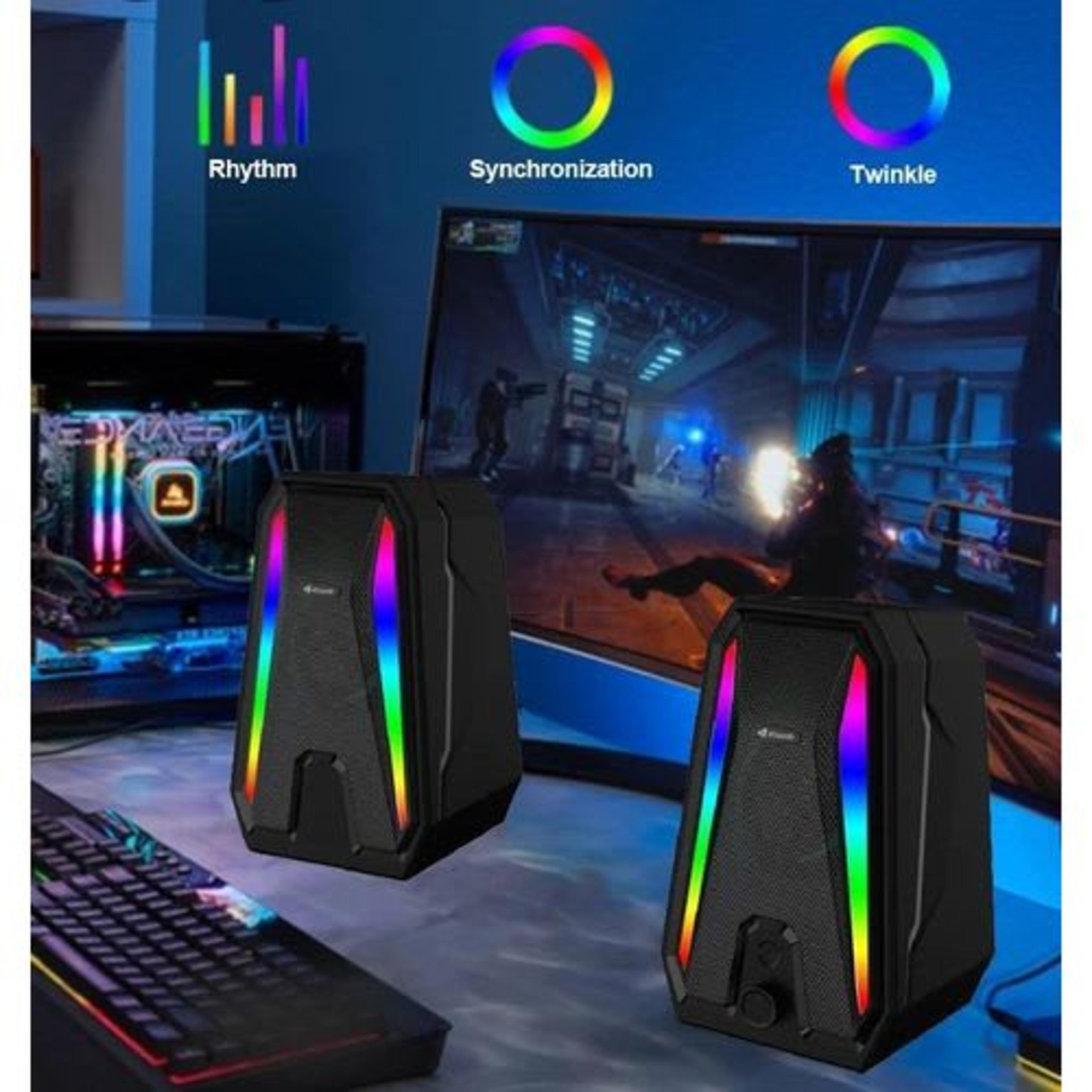 Kisonli – Haut-parleurs Gaming USB RGB