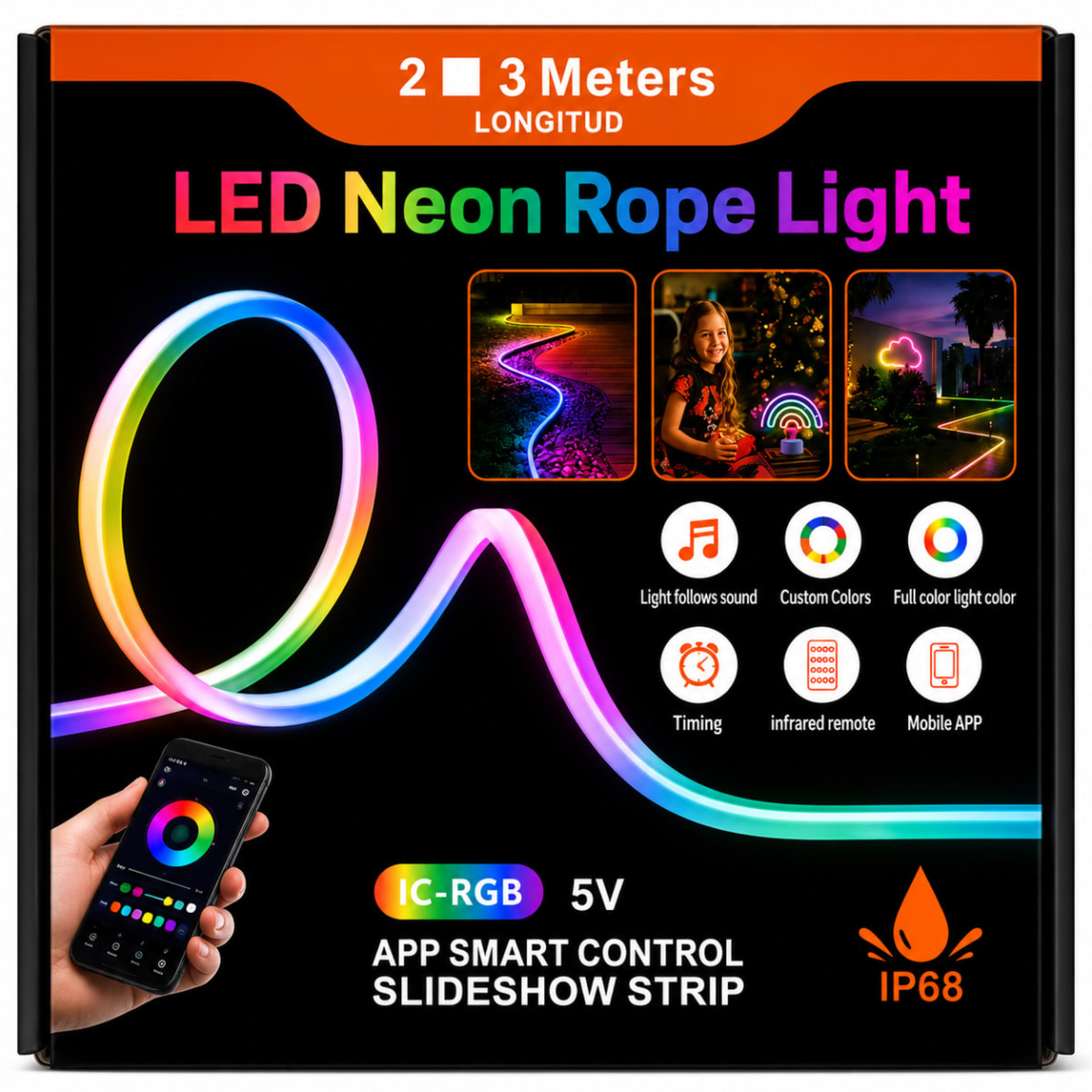 Bande LED Néon RGB IC – 2 m | Contrôle Intelligent par Application