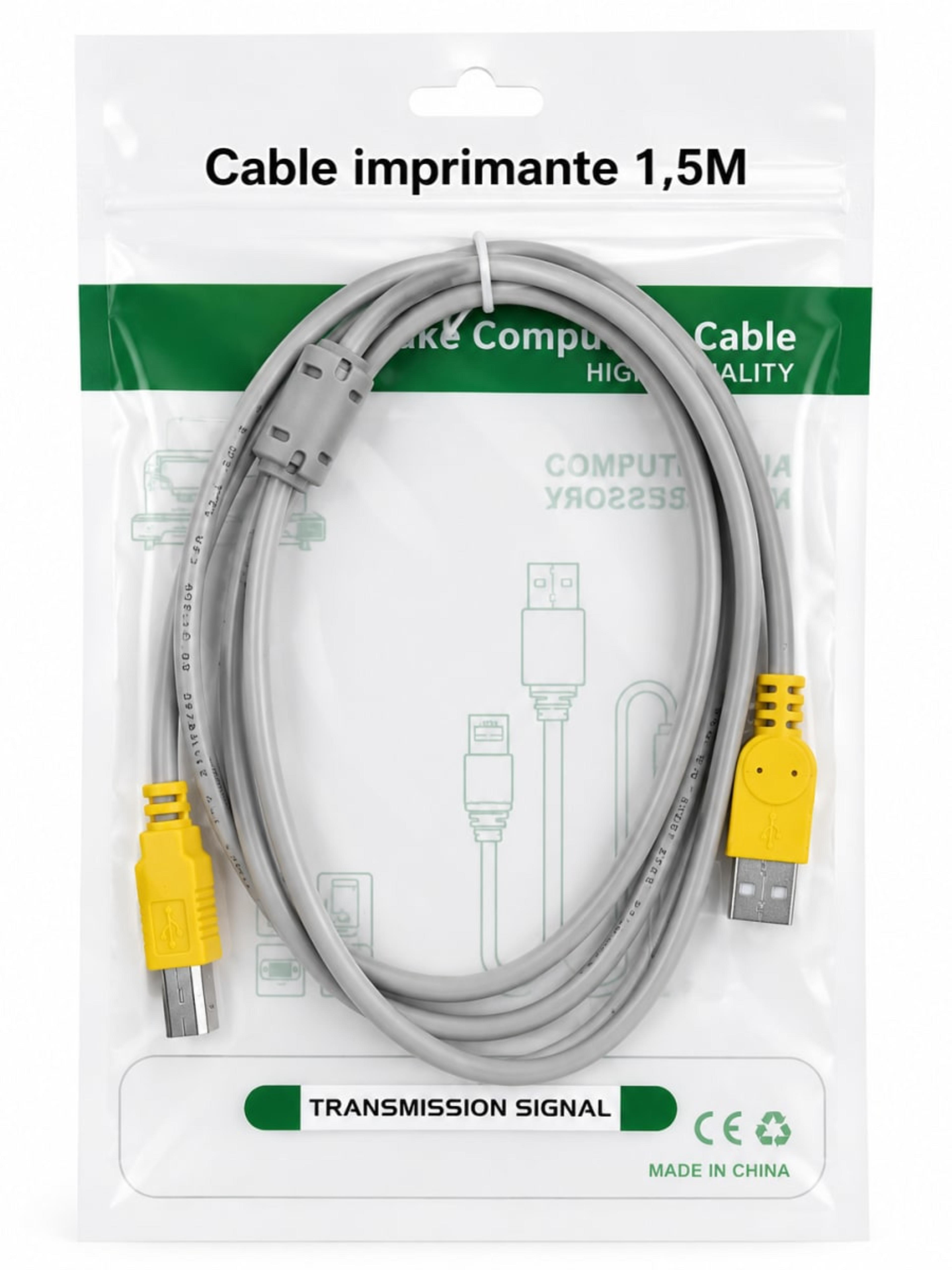Câble USB-A vers USB-B pour Imprimante 1,5M Haute Qualité