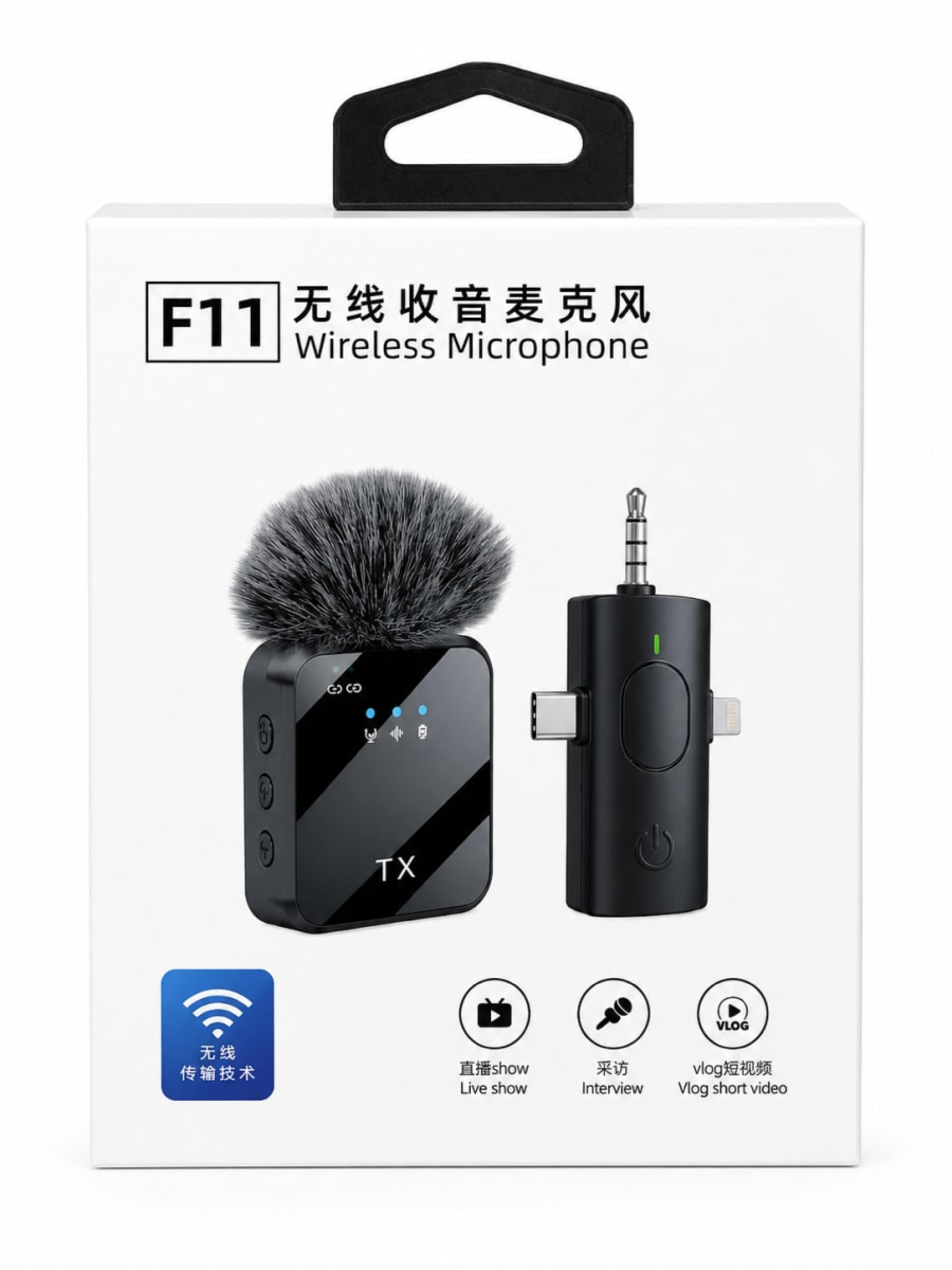 Micro Sans Fil F11 avec Récepteur USB-C & Lightning