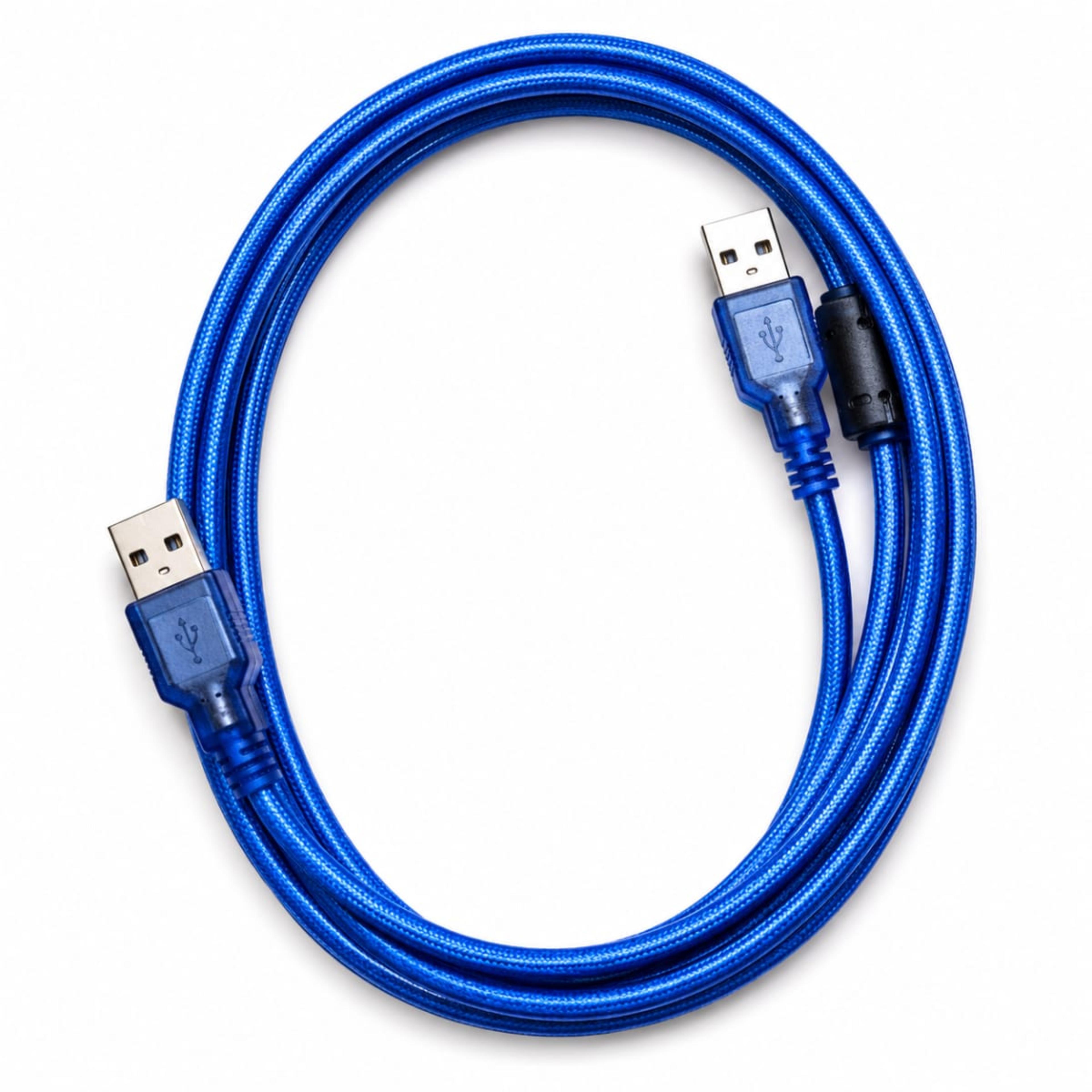 Câble USB-A vers USB-A Tressé Bleu Haute Vitesse