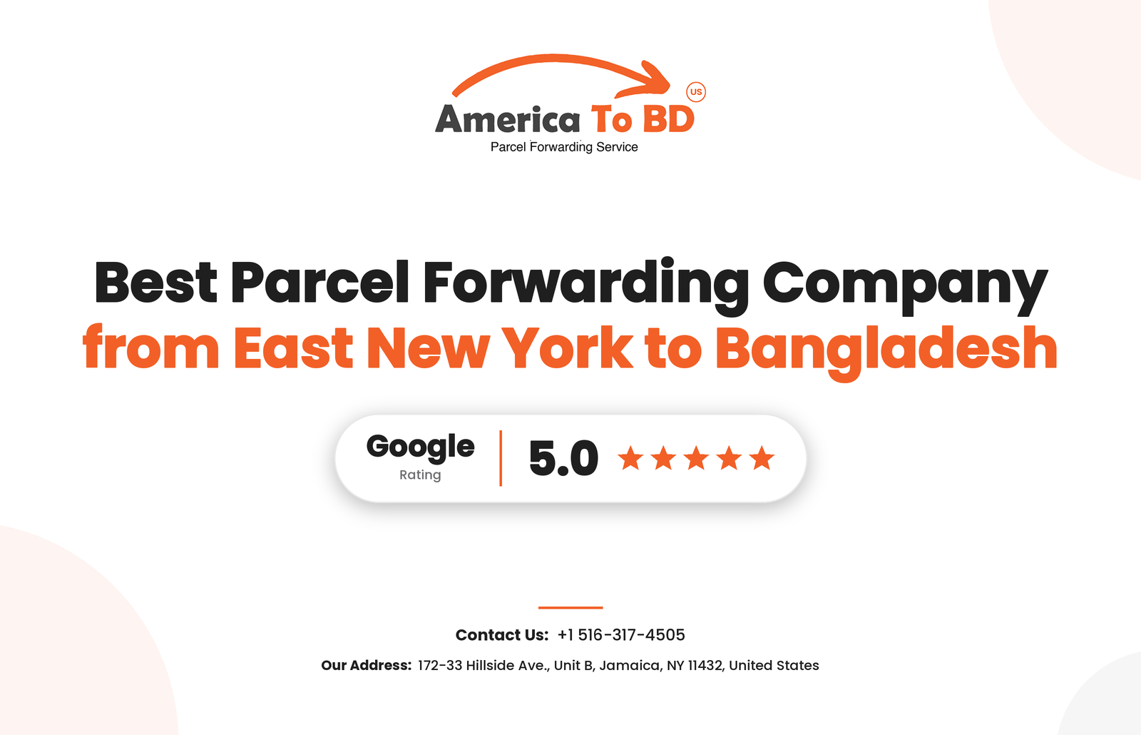 America to BD cover image for Best Parcel Forwarding Company from Kensington, Brooklyn to Bangladesh, Google 5.0 rated