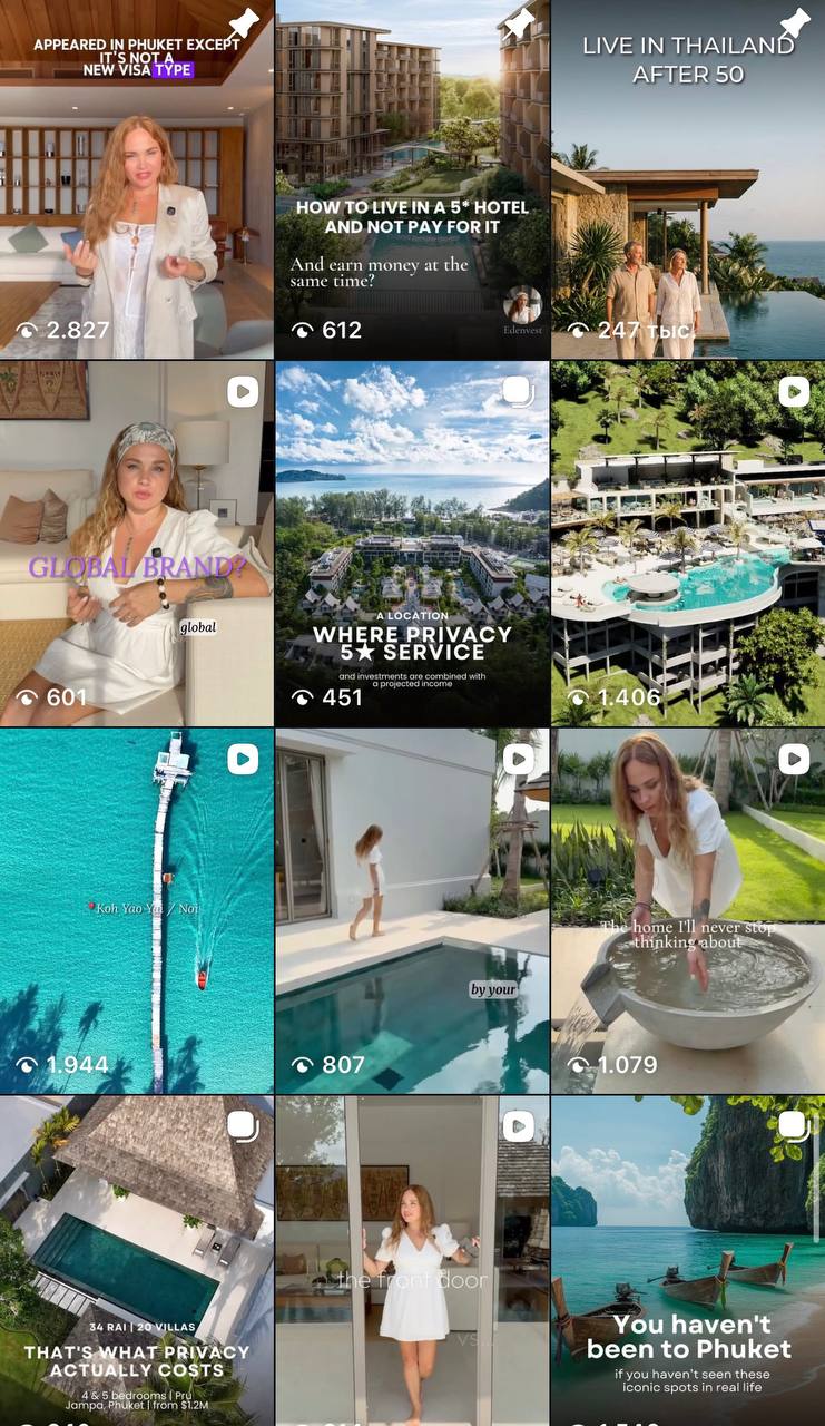 EDENVEST Phuket content grid — a variety of topics and formats